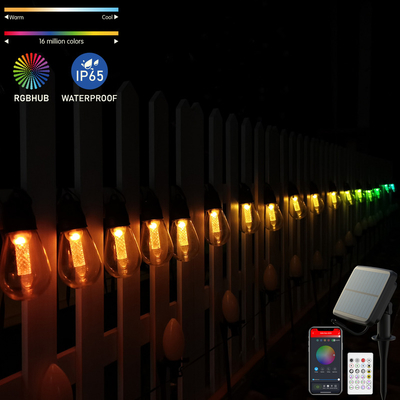 S14 Garden Patio Patio String Lights Decorative Solar Power LED String Lights App Control IP65 30 Unbreakable Bulbs Lights String