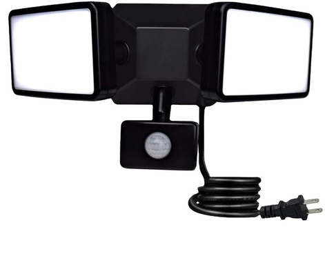 Outdoor 2 Head PIR Motion Sensor Solar Floodlight Outdoor Portable Aluminum Waterproof Garden Black