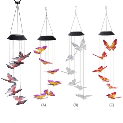 Garden Most Popular Outdoor Solar Decorative Light 6pc Butterfly Ware Solar Light Wind Chimes
