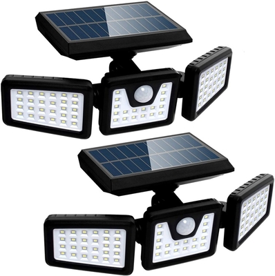 Modern Solar Motion Sensor Lights 3 Heads Security LED Lights Outdoor Solar Powered Flood Light Motion Detected Floodlight For Garage